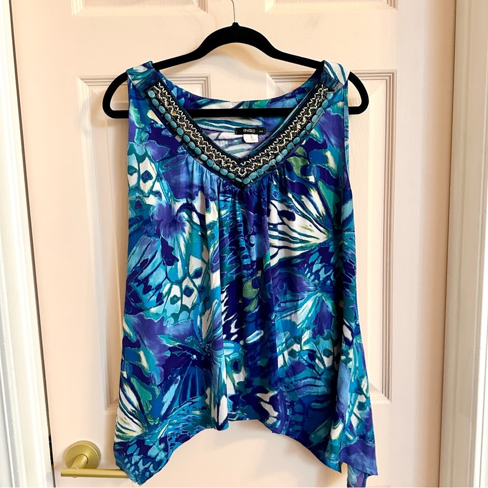 $5 SALE Bright Blue beaded tank